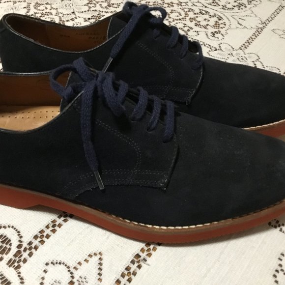 Men's Cole Haan Shoes Blue Suede BUCK Skin Leather Oxfords Mad Men Draper 9 M - Picture 10 of 11